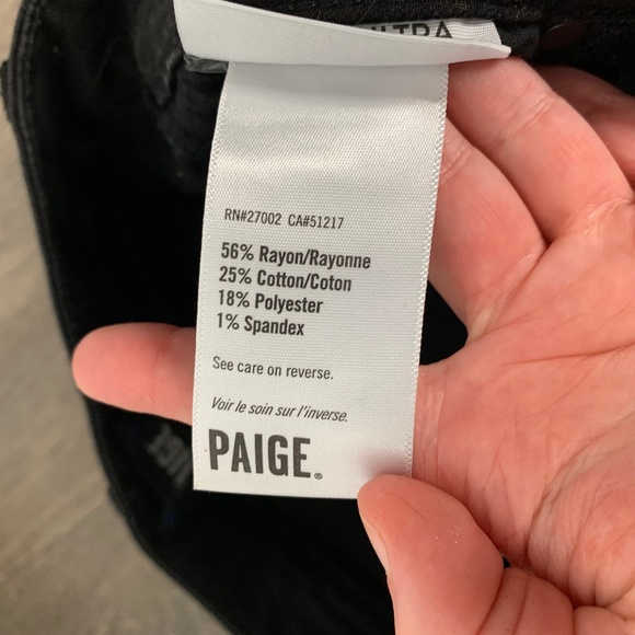 Paige Hoxton Ultra Skinny Jeans Button Fly Black Fog Luxe Coating High Waist - Picture 10 of 15